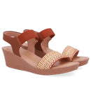 Sandália Salto Anabela Tira Ráfia Couro Marrom