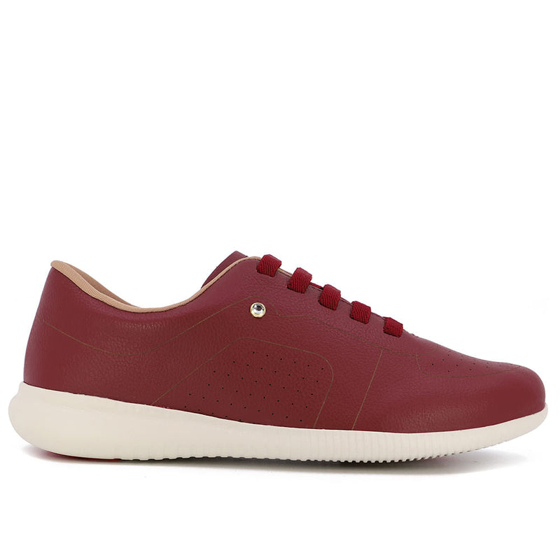 Tênis Casual Vermelho Couro Detalhe Laser