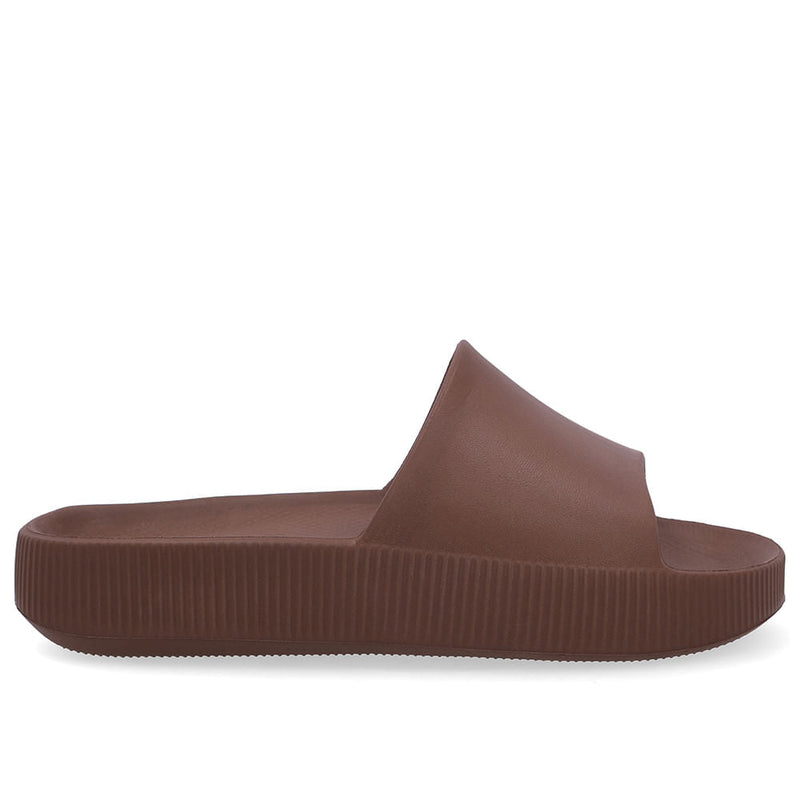Chinelo Slide Marrom Poofy Salto Plataforma Eva