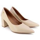 Scarpin Bege Couro Liso