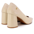 Scarpin Bege Couro Liso