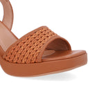 Sandália Salto Alto Couro Marrom Tira Trançada