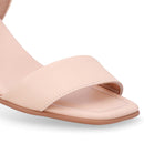 Sandália Salto Bloco Tira Couro Laranja