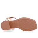 Sandália Salto Bloco Tira Couro Laranja