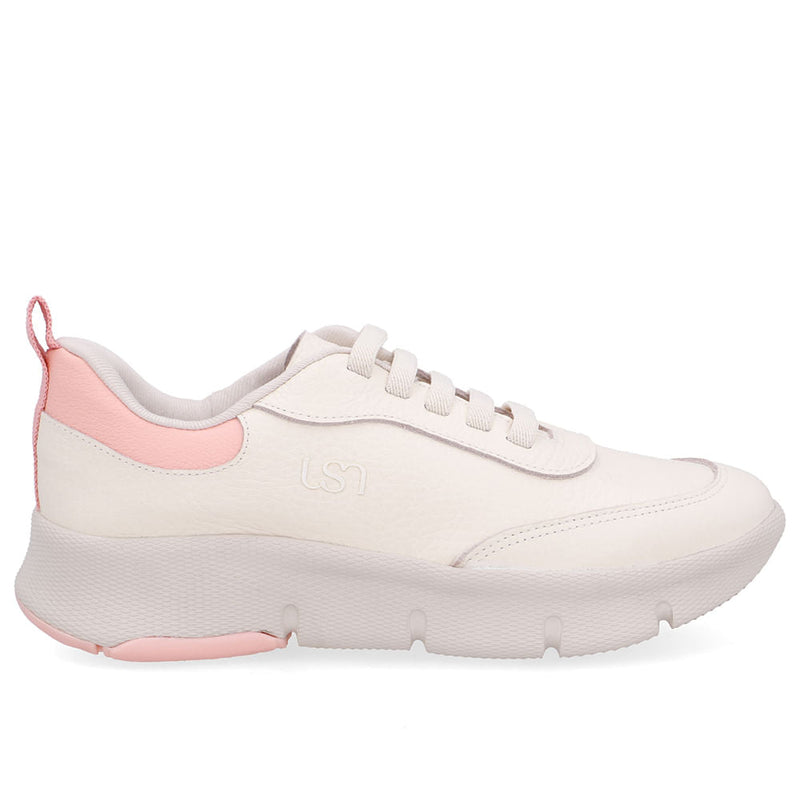 Tênis Couro Branco Marfim Detalhe Laranja Claro