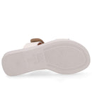 Tamanco Plataforma Couro Branco Marfim Fecho-Flex