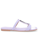 Rasteira Bico Quadrado Couro Lilás