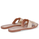 Rasteira Couro Dourada Tira Vazada