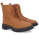 Bota Coturno Salto Plataforma Marrom