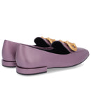 Loafer Roxo Couro Básico Enfeite Escovado