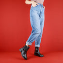 Bota Salto Bloco Preta Fivelas Elástico