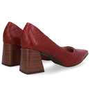 Scarpin Vermelho Bico Fino Maxi Tressê