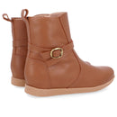 Bota Salto Embutido Marrom Couro