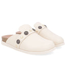 Mule Bege Bico Redondo Enfeites