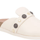 Mule Bege Bico Redondo Enfeites