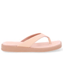 Chinelo Salto Baixo Couro Laranja Claro