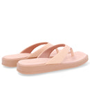 Chinelo Salto Baixo Couro Laranja Claro