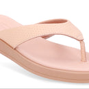 Chinelo Salto Baixo Couro Laranja Claro