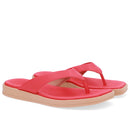 Chinelo Salto Baixo Couro Vermelho