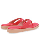 Chinelo Salto Baixo Couro Vermelho