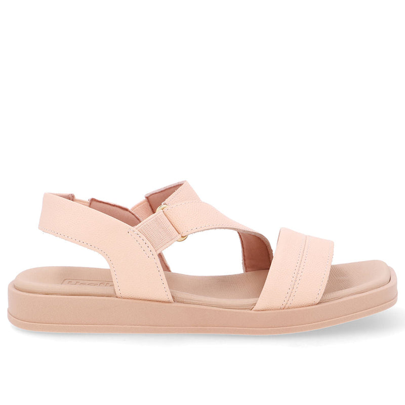 Sandália Bico Quadrado Couro Laranja Claro