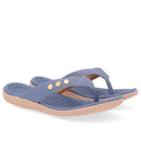 Chinelo Rasteiro Couro Azul