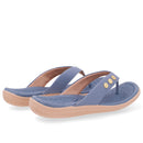 Chinelo Rasteiro Couro Azul