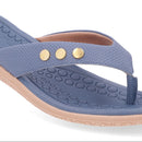 Chinelo Rasteiro Couro Azul