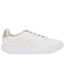 Tênis Casual Branco Couro Cadarço Elástico