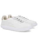 Tênis Casual Branco Couro Cadarço Elástico