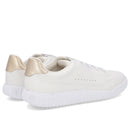 Tênis Casual Branco Couro Cadarço Elástico