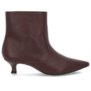 Bota Bico Fino Salto Kitten Marrom Couro