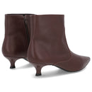 Bota Bico Fino Salto Kitten Marrom Couro