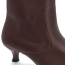 Bota Bico Fino Salto Kitten Marrom Couro