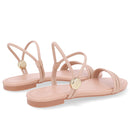 Sandália Rasteira Couro Tiras Bege