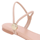 Sandália Rasteira Couro Tiras Bege