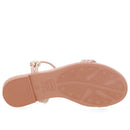 Sandália Rasteira Couro Tiras Bege