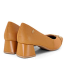 Scarpin Marrom Salto Bloco Couro Tressê Monograma