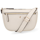 Bolsa Tiracolo Couro Branca Marfim Zíper Frontal