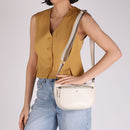 Bolsa Tiracolo Couro Branca Marfim Zíper Frontal