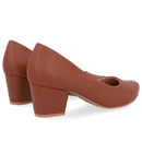 Scarpin Couro Marrom Salto Bloco