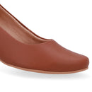 Scarpin Couro Marrom Salto Bloco