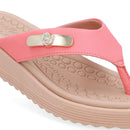 Chinelo Salto Baixo Couro Laranja