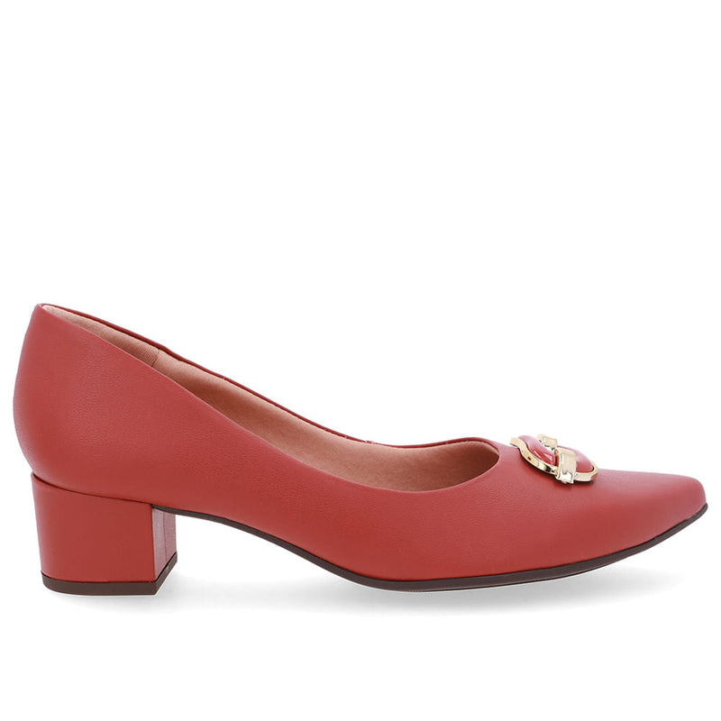 Scarpin Couro Marrom Bico Fino